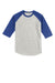 Sport-Tek YT200 Youth 3/4 Sleeve Crewneck T-Shirt Heather Grey/Royal Blue Flat Front