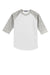 Sport-Tek YT200 Youth 3/4 Sleeve Crewneck T-Shirt White/Heather Grey Flat Front