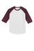 Sport-Tek YT200 Youth 3/4 Sleeve Crewneck T-Shirt White/Maroon Flat Front