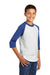 Sport-Tek YT200 Youth 3/4 Sleeve Crewneck T-Shirt White/Royal Blue Model 3q