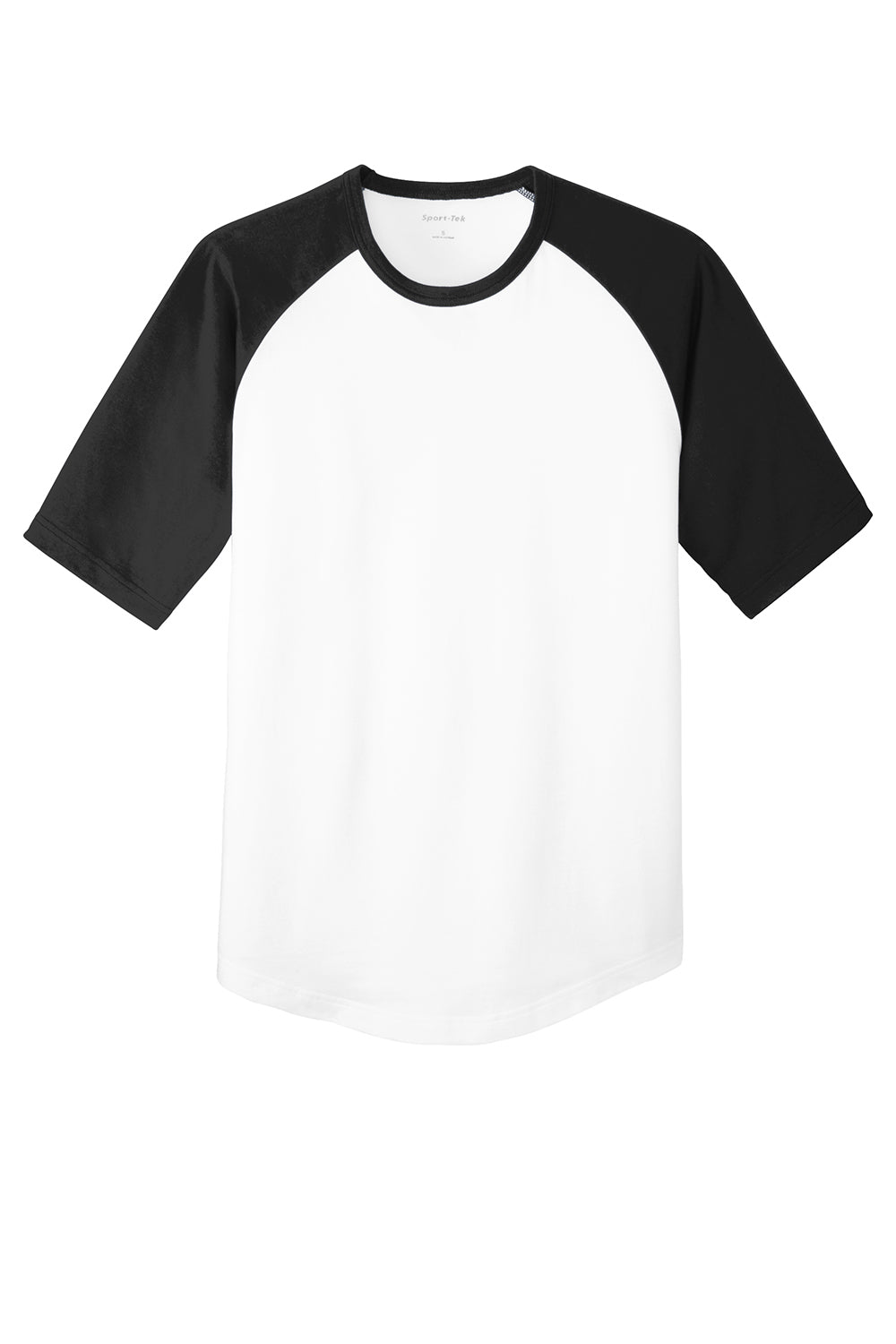 Sport-Tek YT201 Youth Short Sleeve Crewneck T-Shirt White/Black Flat Front