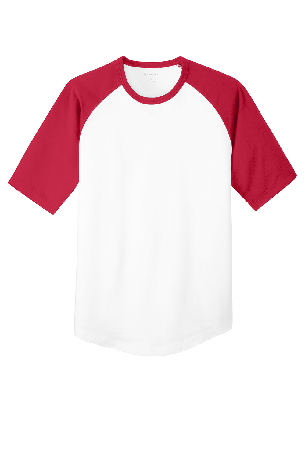 Sport-Tek YT201 Youth Short Sleeve Crewneck T-Shirt White/Red Flat Front