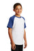 Sport-Tek YT201 Youth Short Sleeve Crewneck T-Shirt White/Royal Blue Model 3q