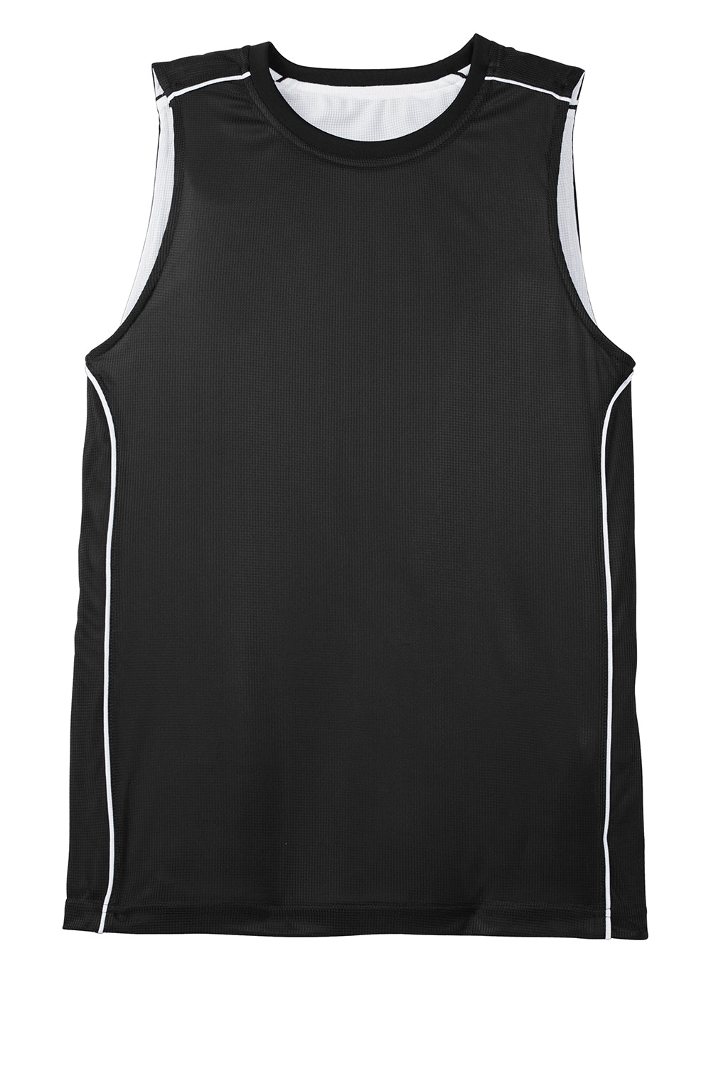 Sport-Tek YT555 Youth Moisture Wicking Mesh Reversible Tank Top Black Flat Front