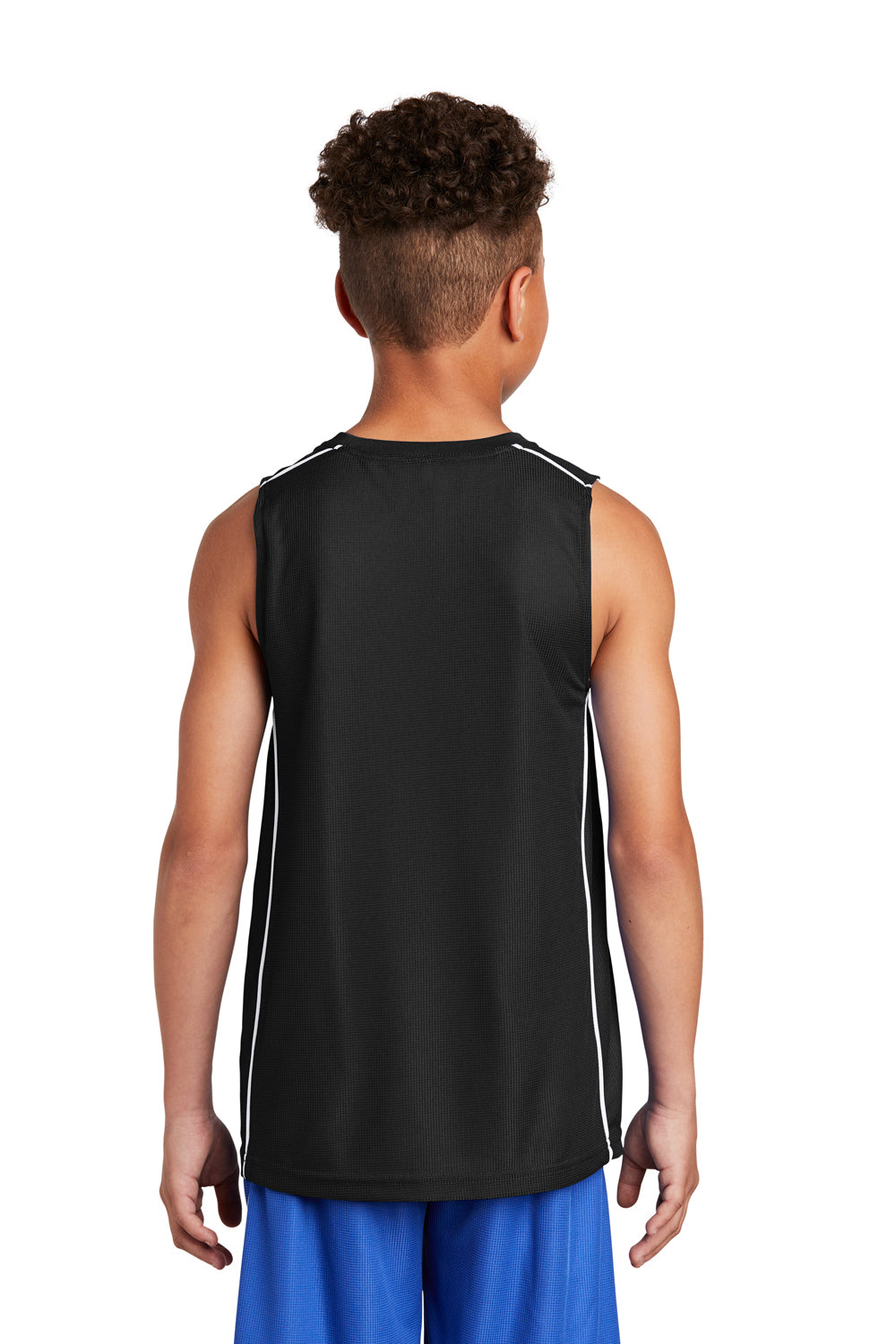 Sport-Tek YT555 Youth Moisture Wicking Mesh Reversible Tank Top Black Model Back