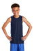 Sport-Tek YT555 Youth Moisture Wicking Mesh Reversible Tank Top True Navy Blue Model Front