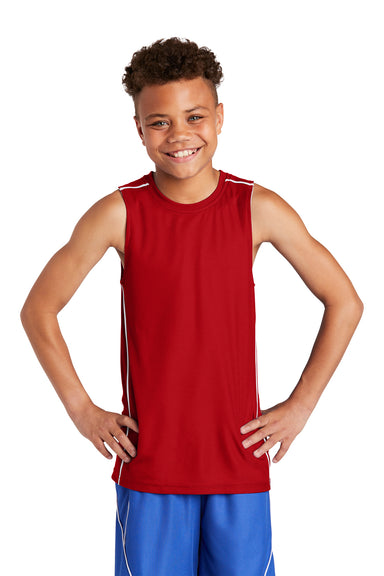 Sport-Tek YT555 Youth Moisture Wicking Mesh Reversible Tank Top True Red Model Front