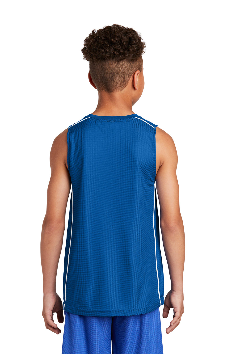 Sport-Tek YT555 Youth Moisture Wicking Mesh Reversible Tank Top True Royal Blue Model Back