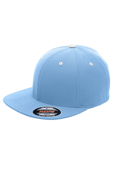 Team 365 ATB101 Mens Moisture Wicking Stretch Fit Hat Light Blue/White Flat Front