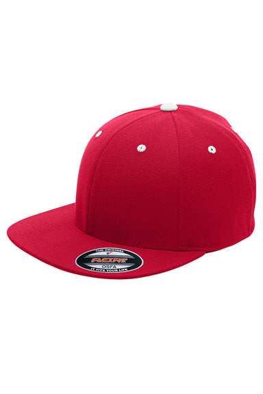 Team 365 ATB101 Mens Moisture Wicking Stretch Fit Hat Red/White Flat Front