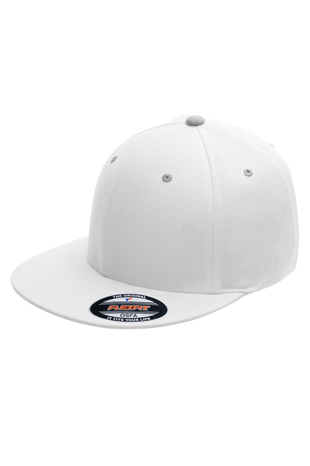 Team 365 ATB101 Mens Moisture Wicking Stretch Fit Hat White/Silver Grey Flat Front