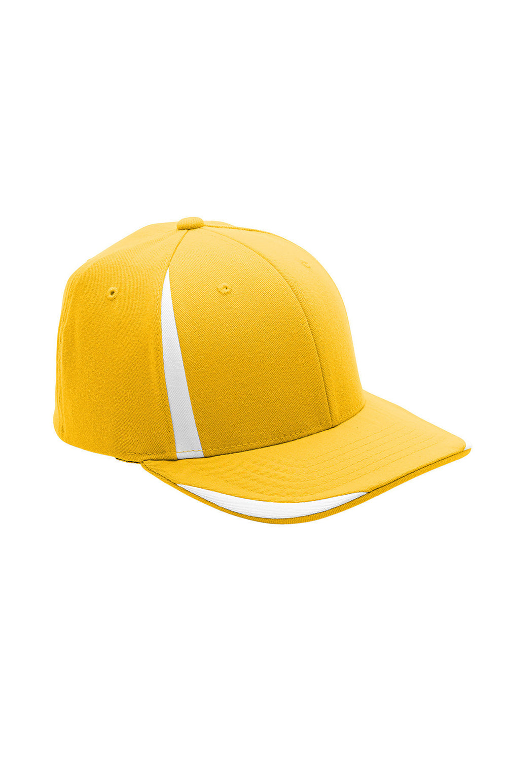 Team 365 ATB102 Mens Moisture Wicking Stretch Fit Hat Athletic Gold/White Flat Front