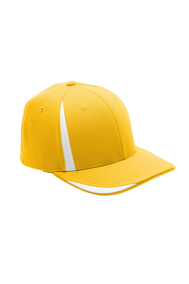 Team 365 ATB102 Mens Moisture Wicking Stretch Fit Hat Athletic Gold/White Flat Front