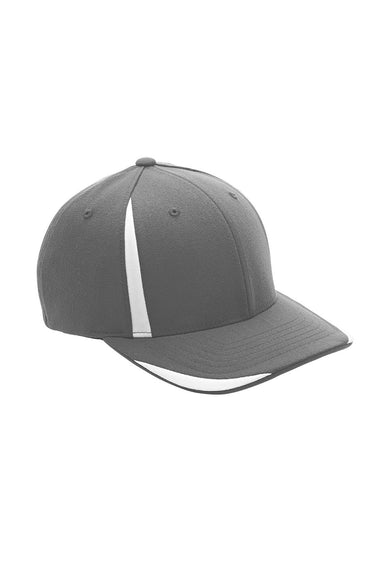 Team 365 ATB102 Mens Moisture Wicking Stretch Fit Hat Graphite Grey/White Flat Front