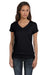 Bella + Canvas B6005/6005 Womens Jersey Short Sleeve V-Neck T-Shirt Black Model Front