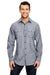 Burnside 8255 Mens Long Sleeve Button Down Shirt w/ Double Pockets Dark Denim Model Front