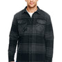 Burnside Mens Quilted Flannel Button Down Shirt Jacket - Black Plaid