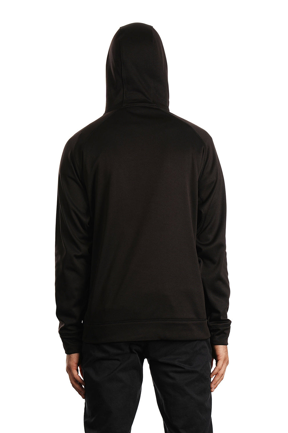 Burnside 8670 Mens Performance Raglan Hooded Sweatshirt Hoodie Black Model Back