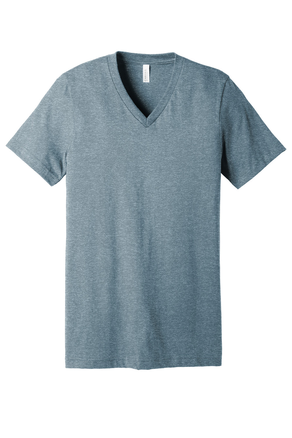 Bella + Canvas BC3005CVC Mens CVC Short Sleeve V-Neck T-Shirt Heather Slate Blue Flat Front