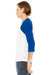 Bella + Canvas BC3200/3200 Mens 3/4 Sleeve Crewneck T-Shirt White/Royal Blue Model Side