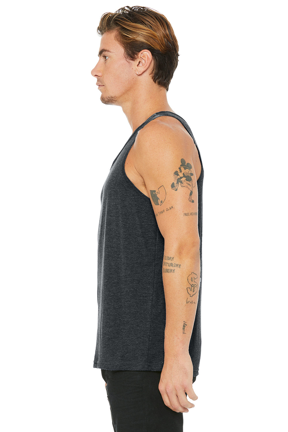 Bella + Canvas BC3480/3480 Mens Jersey Tank Top Heather Dark Grey Model Side