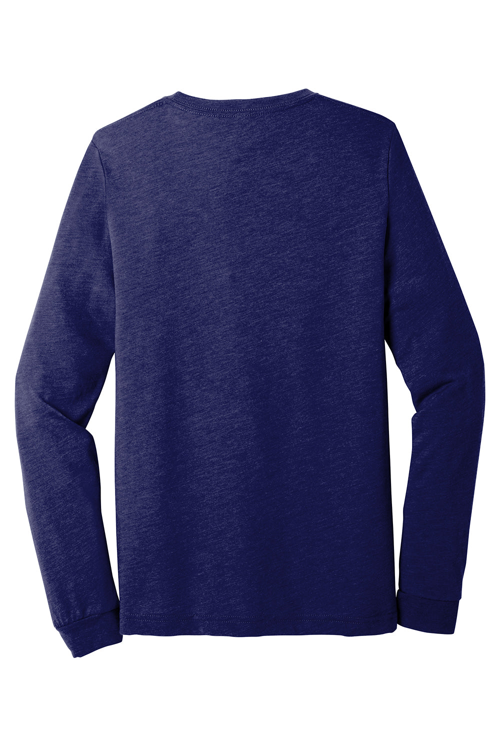 Bella + Canvas BC3513 Mens Long Sleeve Crewneck T-Shirt Navy Blue Flat Back