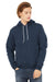 Bella + Canvas BC3719/3719 Mens Sponge Fleece Hooded Sweatshirt Hoodie Heather Navy Blue Model Front