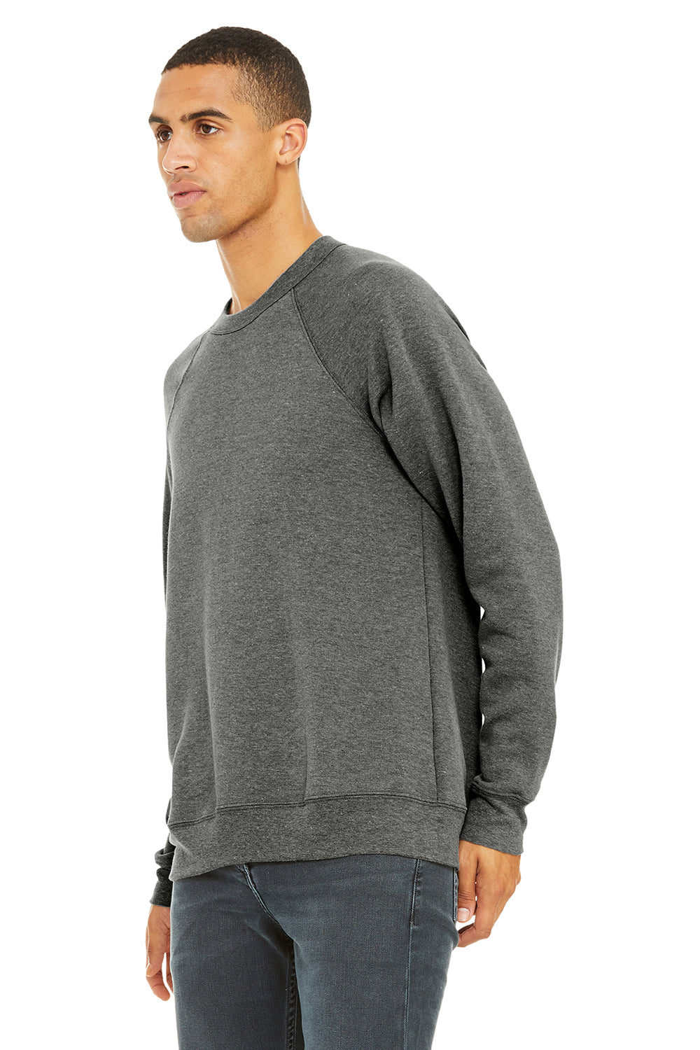 Bella + Canvas BC3901/3901 Mens Sponge Fleece Crewneck Sweatshirt Grey Model 3Q