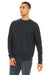 Bella + Canvas BC3945/3945 Mens Fleece Crewneck Sweatshirt Heather Dark Grey Model 3Q