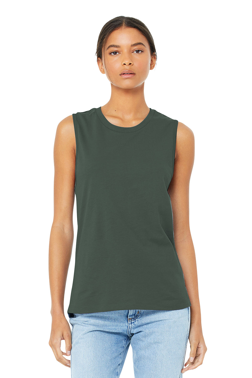 Bella + Canvas BC6003/B6003/6003 Womens Jersey Muscle Tank Top Military Green Model Front