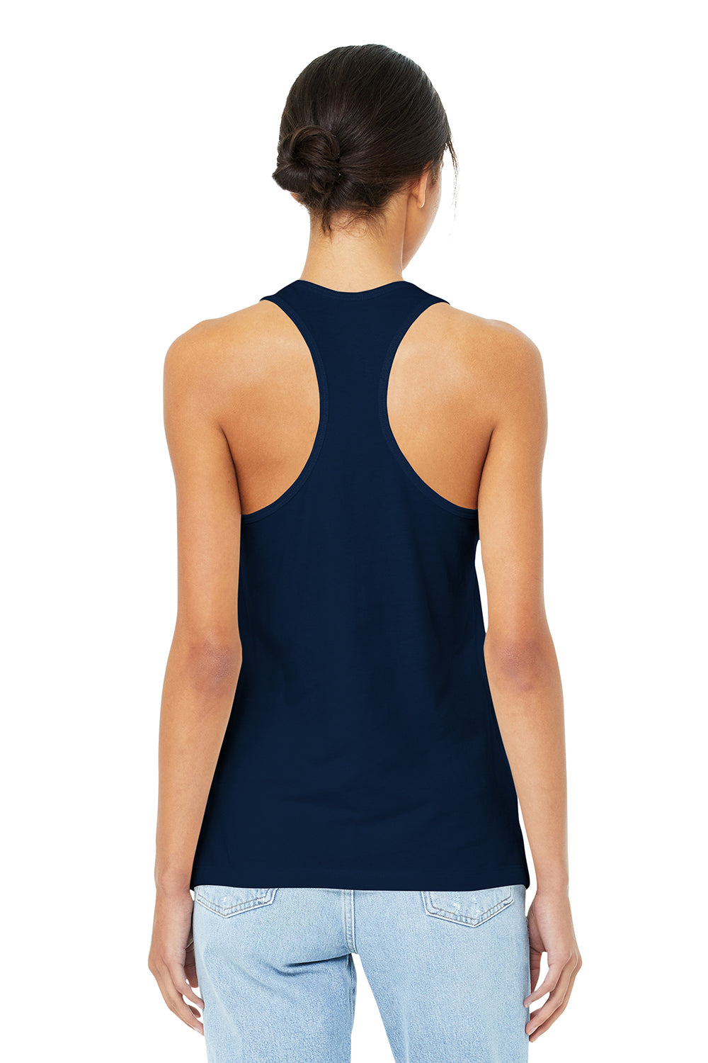 Bella + Canvas BC6008/B6008/6008 Womens Jersey Tank Top Navy Blue Model Back