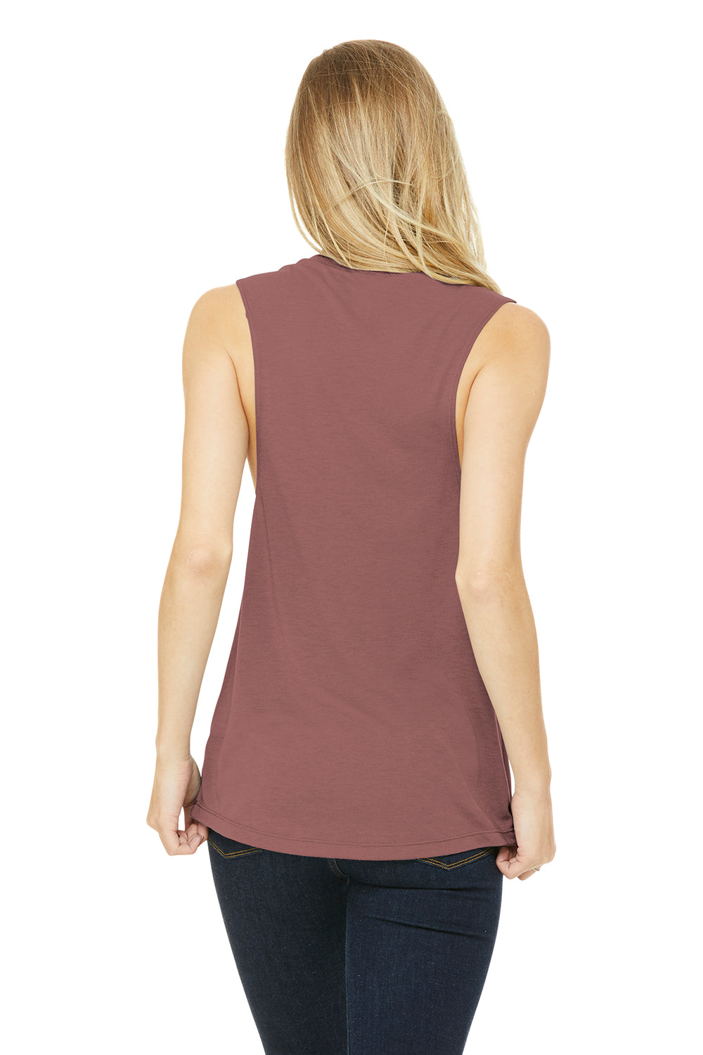 Bella + Canvas BC8803/B8803/8803 Womens Flowy Muscle Tank Top Mauve Model Back