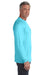 Comfort Colors 4410/C4410 Mens Long Sleeve Crewneck T-Shirt w/ Pocket Lagoon Blue Model Side