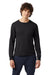 Champion CD200 Mens Garment Dyed Long Sleeve Crewneck T-Shirt Black Model Front