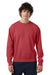 Champion CD400 Mens Garment Dyed Crewneck Sweatshirt Crimson Red Model Front