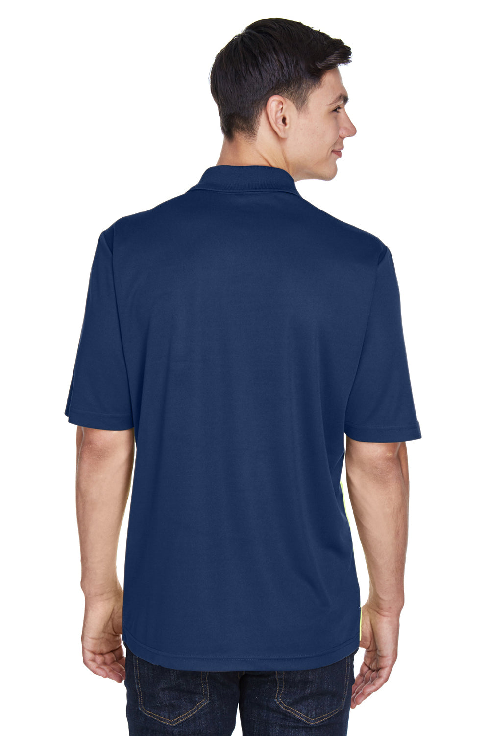 Core 365 CE101 Mens Balance Performance Moisture Wicking Short Sleeve Polo Shirt Electric Blue/Classic Navy Blue Model Back