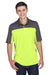 Core 365 CE101 Mens Balance Performance Moisture Wicking Short Sleeve Polo Shirt Safety Yellow/Carbon Grey Model Front