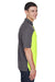 Core 365 CE101 Mens Balance Performance Moisture Wicking Short Sleeve Polo Shirt Safety Yellow/Carbon Grey Model Side