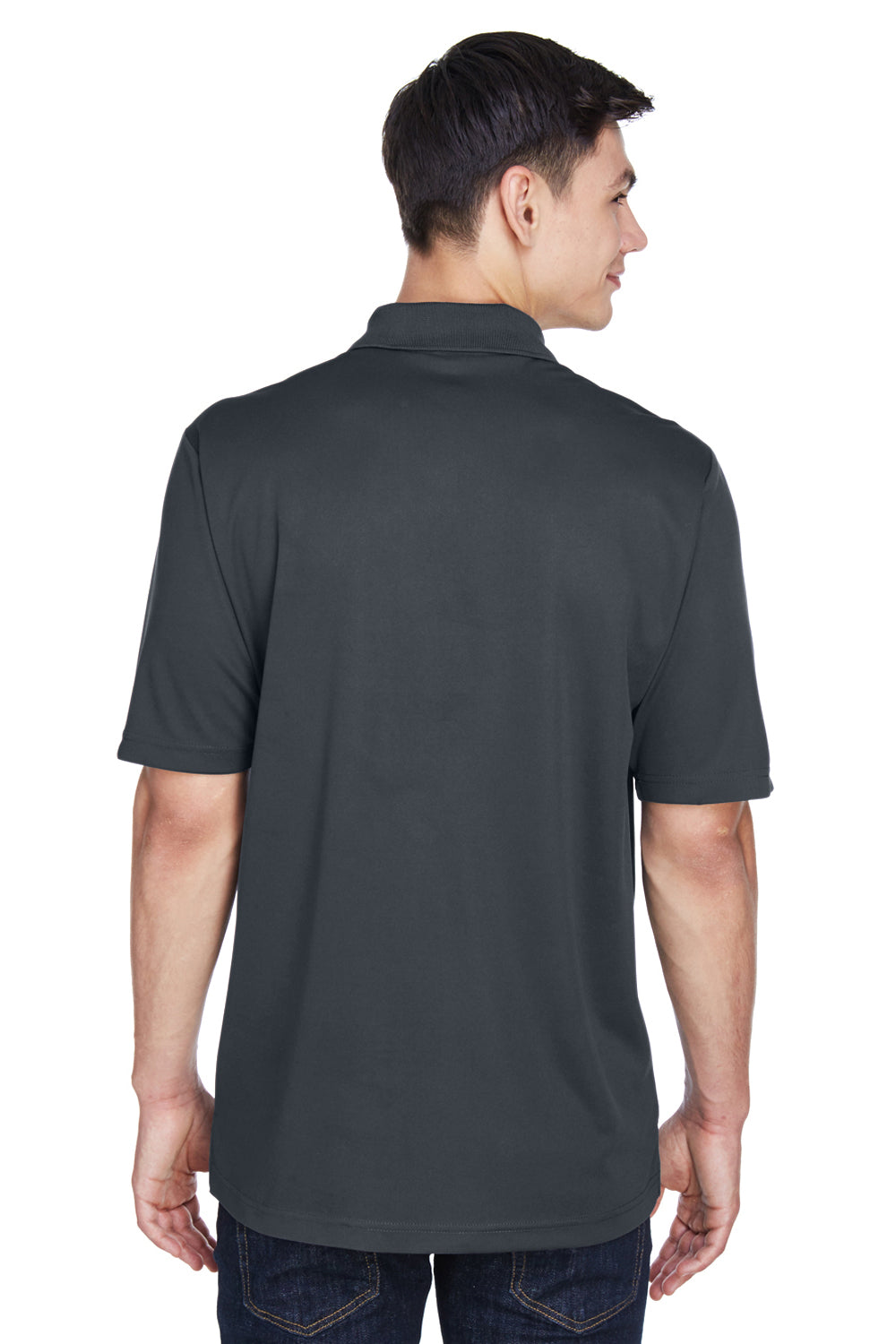 Core 365 CE101 Mens Balance Performance Moisture Wicking Short Sleeve Polo Shirt Forest Green/Carbon Grey Model Back