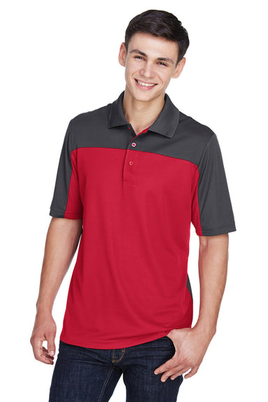 Core 365 CE101 Mens Balance Performance Moisture Wicking Short Sleeve Polo Shirt Classic Red/Carbon Grey Model Front