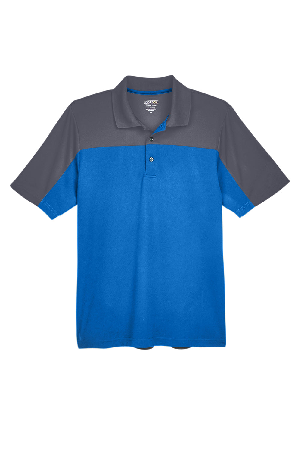 Core 365 CE101 Mens Balance Performance Moisture Wicking Short Sleeve Polo Shirt True Royal Blue/Carbon Grey Flat Front