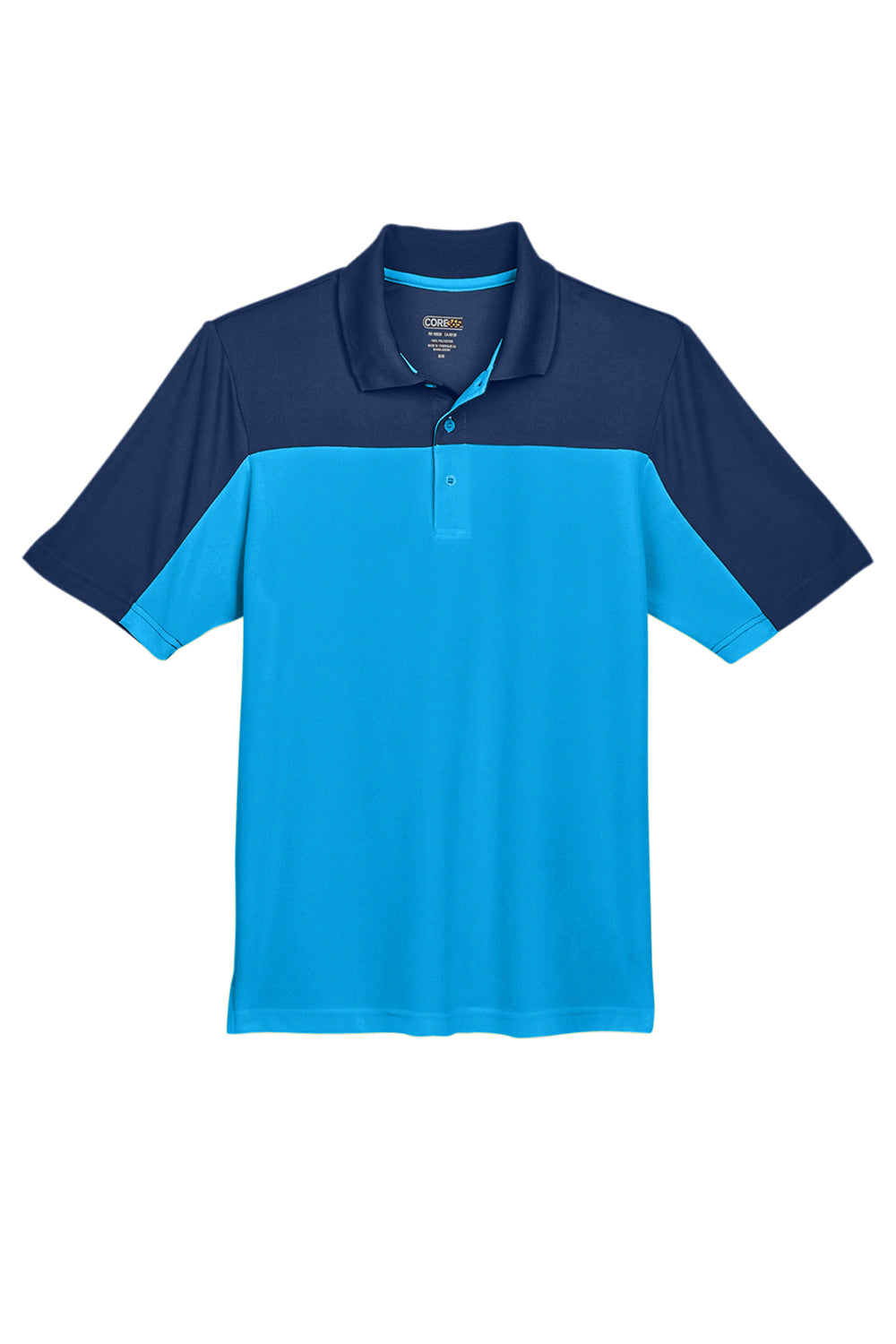 Core 365 CE101 Mens Balance Performance Moisture Wicking Short Sleeve Polo Shirt Electric Blue/Classic Navy Blue Flat Front