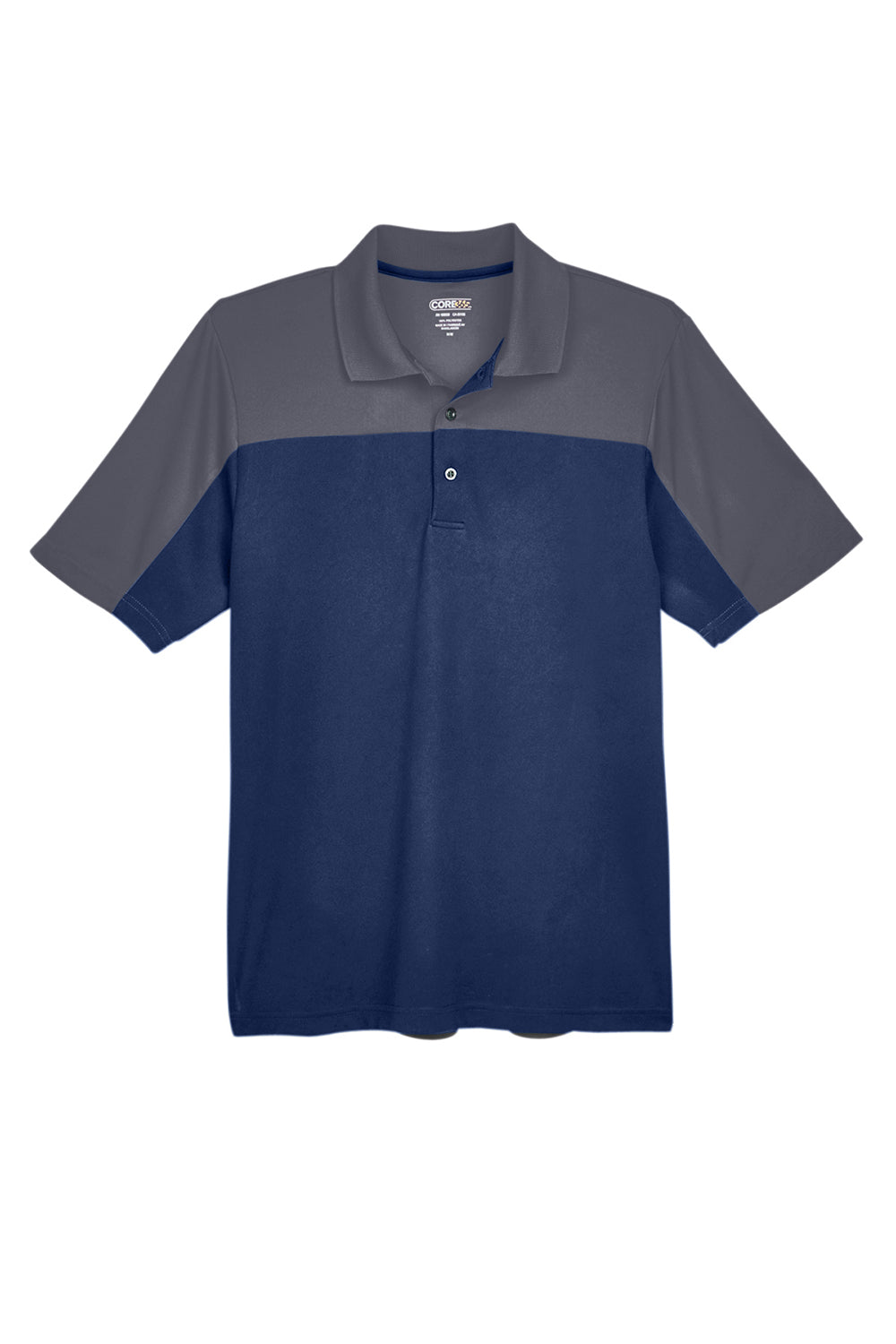 Core 365 CE101 Mens Balance Performance Moisture Wicking Short Sleeve Polo Shirt Classic Navy Blue/Carbon Grey Flat Front