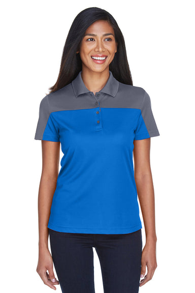 Core 365 CE101W Womens Balance Performance Moisture Wicking Short Sleeve Polo Shirt True Royal Blue/Carbon Grey Model Front