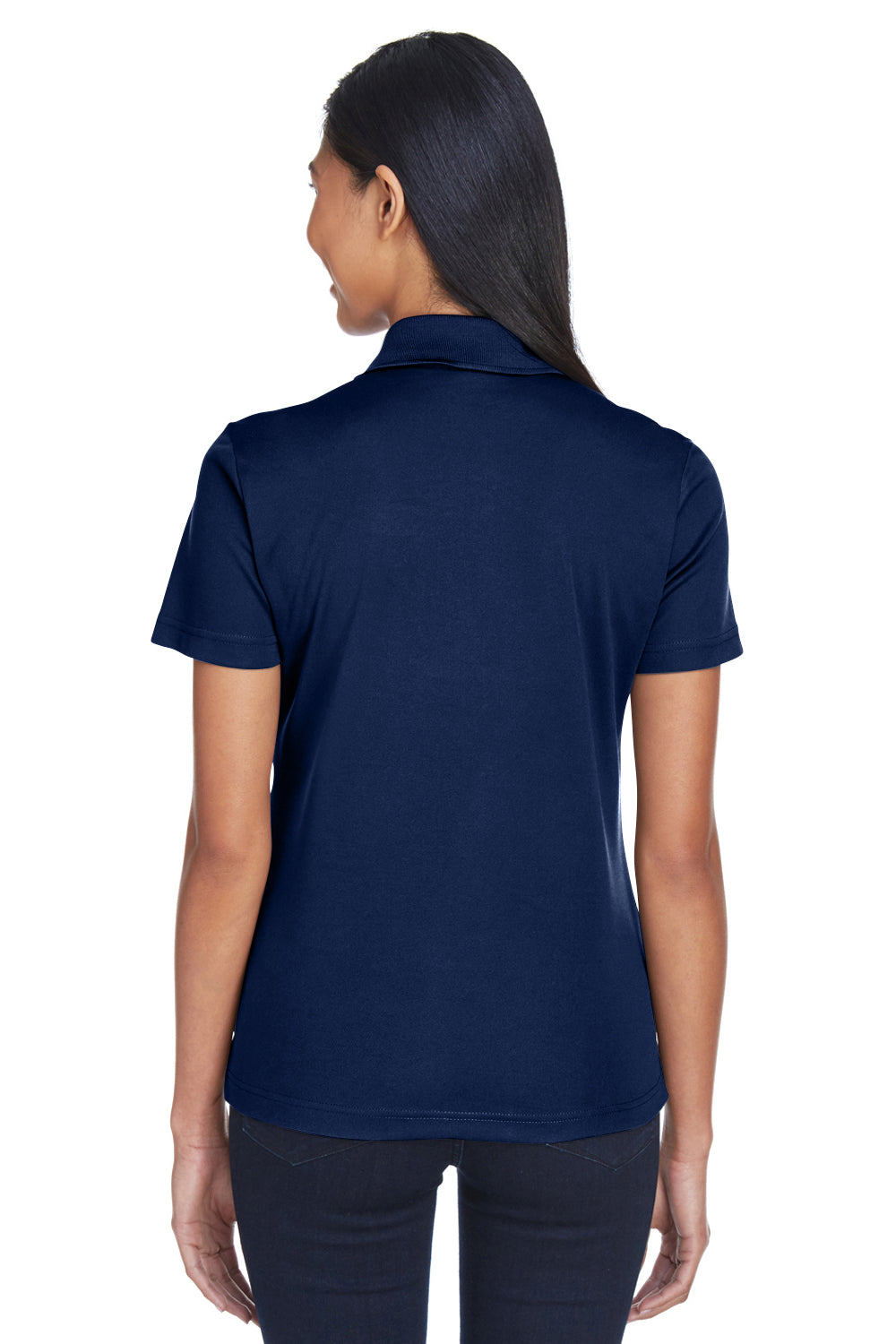 Core 365 CE101W Womens Balance Performance Moisture Wicking Short Sleeve Polo Shirt Electric Blue/Classic Navy Blue Model Back