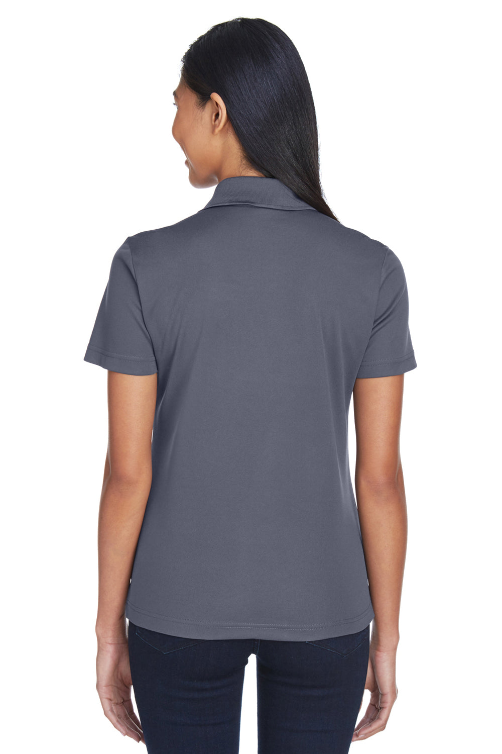 Core 365 CE101W Womens Balance Performance Moisture Wicking Short Sleeve Polo Shirt Black/Carbon Grey Model Back