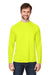 Core 365 CE110 Mens Ultra MVP Raglan Moisture Wicking Long Sleeve Crewneck T-Shirt Safety Yellow Model Front