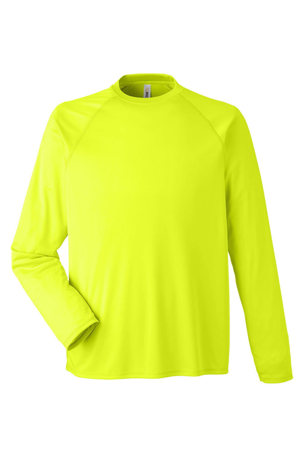 Core 365 CE110 Mens Ultra MVP Raglan Moisture Wicking Long Sleeve Crewneck T-Shirt Safety Yellow Flat Front