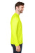 Core 365 CE110 Mens Ultra MVP Raglan Moisture Wicking Long Sleeve Crewneck T-Shirt Safety Yellow Model Side