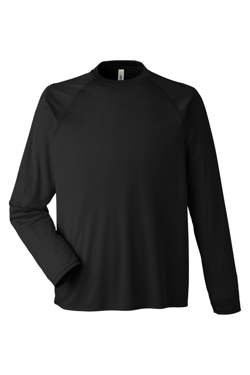 Core 365 CE110 Mens Ultra MVP Raglan Moisture Wicking Long Sleeve Crewneck T-Shirt Black Flat Front